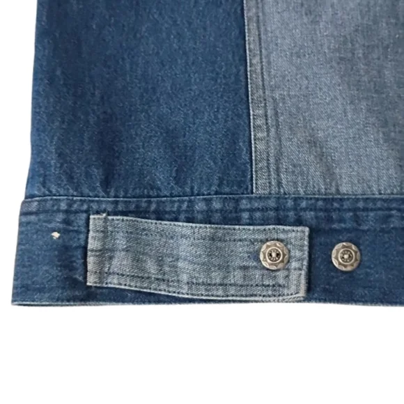 Marisol Y2K Two-Tone Demin Leopard Animal Print Jean Vest Small Boho Urban Chic - Picture 10 of 11